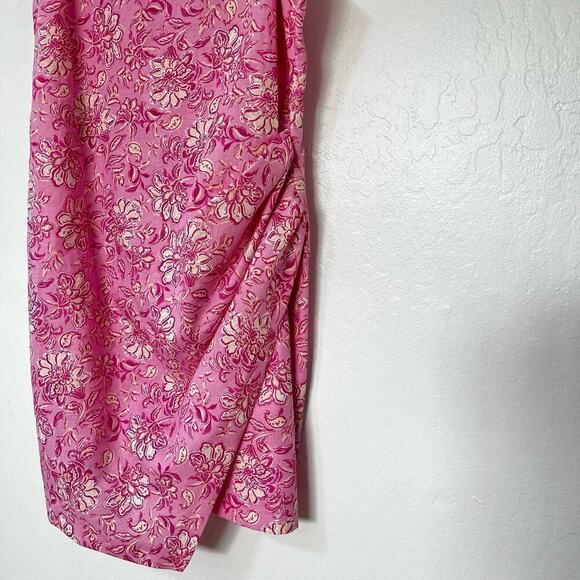 ZARA Floral Faux Wrap Mini Slip Dress Size L Pink Multicolor Barbie Coquette - Picture 6 of 11
